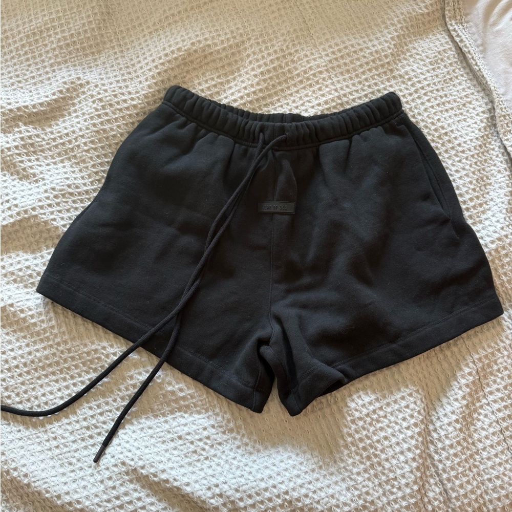 Fear of God Essentials Jet Black Fleece Running Shorts